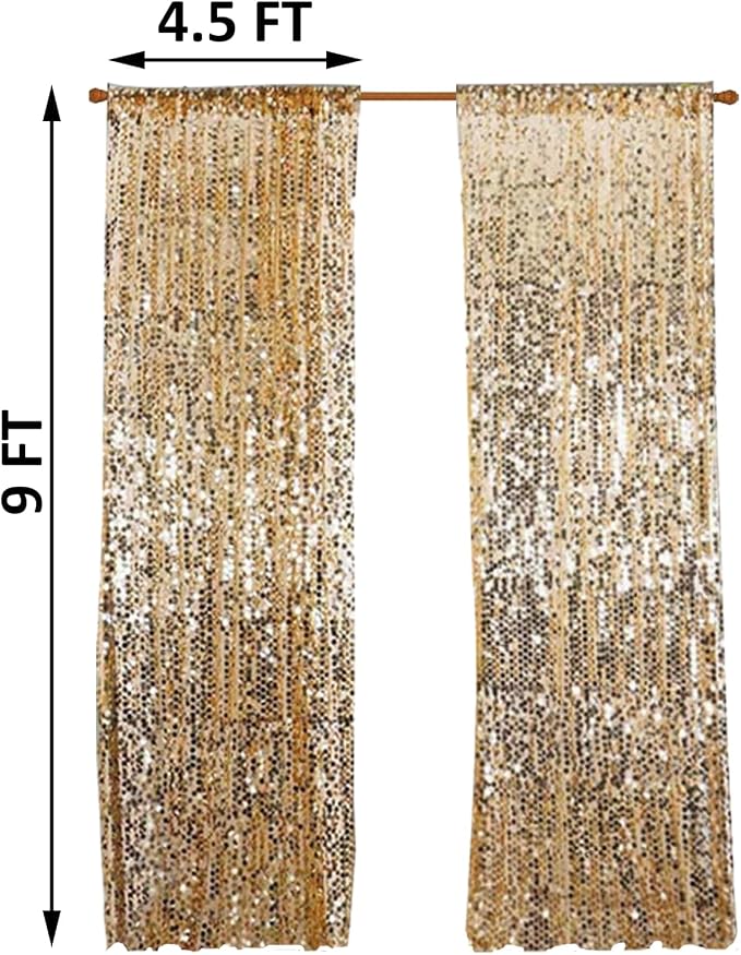 Gold Big Payatte Sequin 18MM Sequin Backdrop Drapes Curtains Panels, Fashion - Image 2