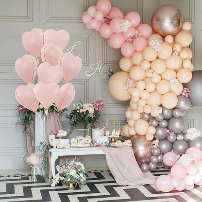 TONIFUL 30 Pcs 18 Inch Muted Dusty Pink Heart Shape Foil Mylar Balloons | - Image 3