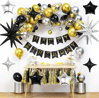 14pcs Black Silver Star Balloons, Mixed Star Foil Balloon, 22Inch Explosion - Image 4