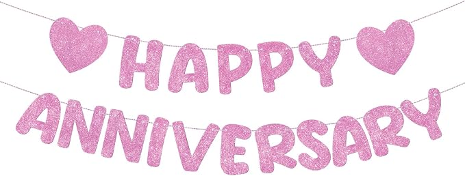 Fulmoon Happy Anniversary Banner Glitter Happy Anniversary Decorations Wedding by Fulmoon