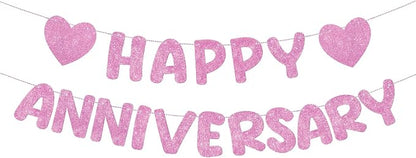 Fulmoon Happy Anniversary Banner Glitter Happy Anniversary Decorations Wedding by Fulmoon