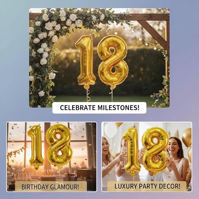 Number 18 Balloon Foil Mylar Balloons - Image 2