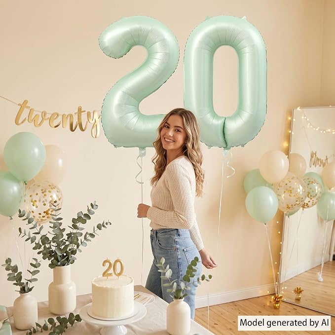 Olive Green Number 0 Balloon 40 Inch, Backdrop - Image 2