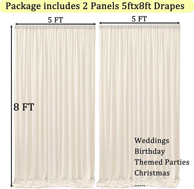 10ft x 8ft Ivory Backdrop Curtain - Image 6