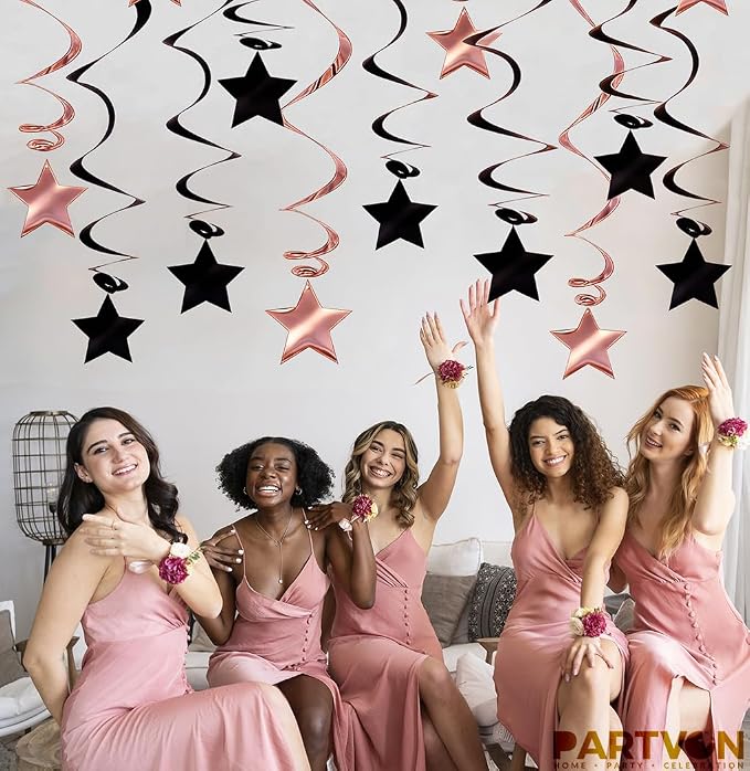 Rose Gold Black Hanging Swirl Decorations - Image 5