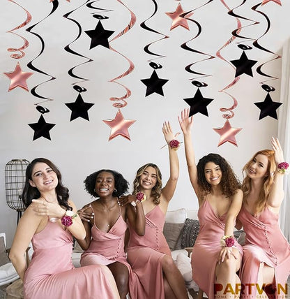 Rose Gold Black Hanging Swirl Decorations - Image 5