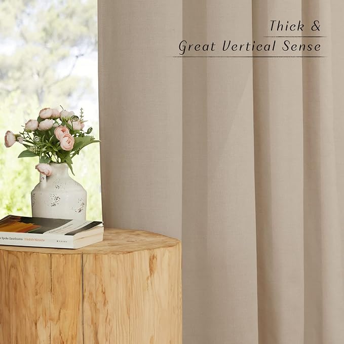 NICETOWN Rustic Linen 132 inch Long Curtains - Image 3