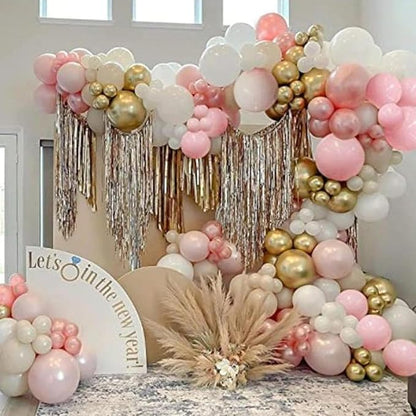 Pink and Gold Balloons, 12 Inch Pink White Metallic Chrome Gold Confetti Pink - Image 8