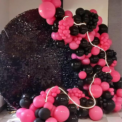 Pink and Black Balloons, 12Inch Pastel Light Rosa and Metallic Latex Balloons - Image 6