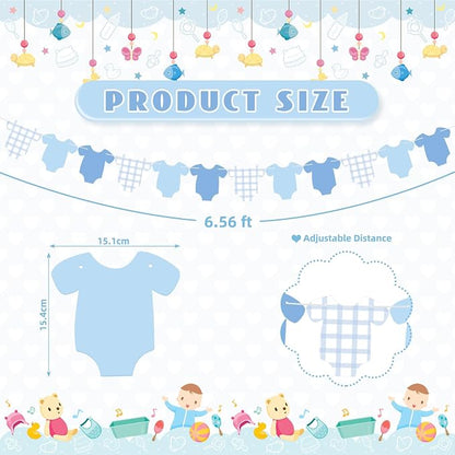 Weysat 2 Pcs Baby Clothes Banner Baby Boys Girls Shower Decorations Blue - Image 2