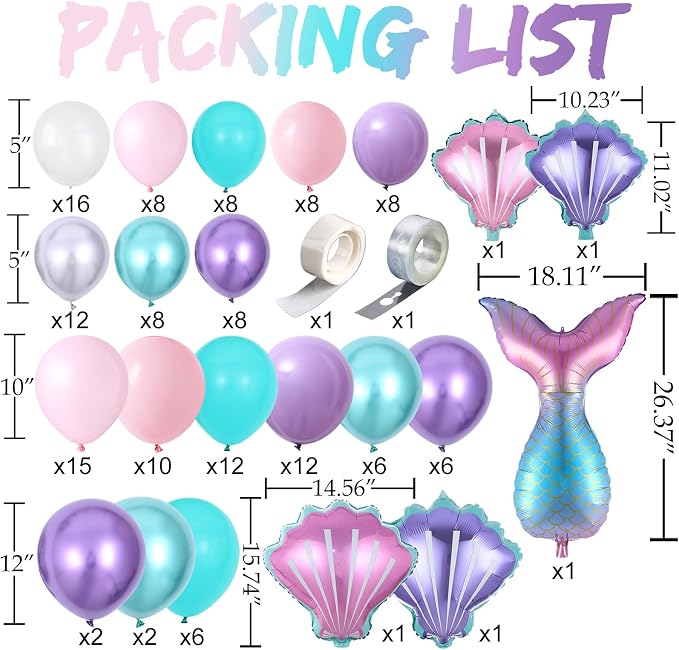 DNBOD Mermaid Party Balloon Arch Kit, Under the Sea Summer Birthday Party - Image 2