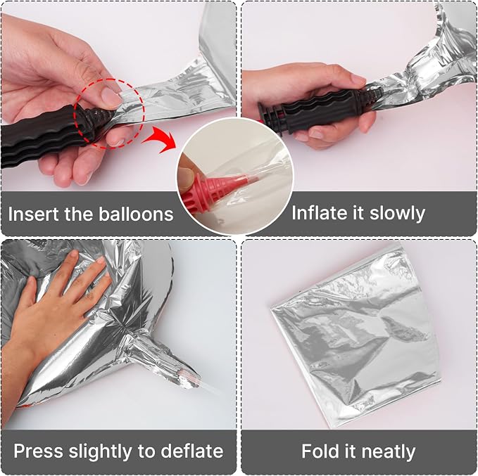 PartyWoo Metallic Silver Large Giant Foil 4D Balloons 20pcs Different Sizes | - Image 5