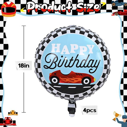 18 Inch Race Car Happy Birthday Balloons, Two Fast One Birthday Decor - Image 9