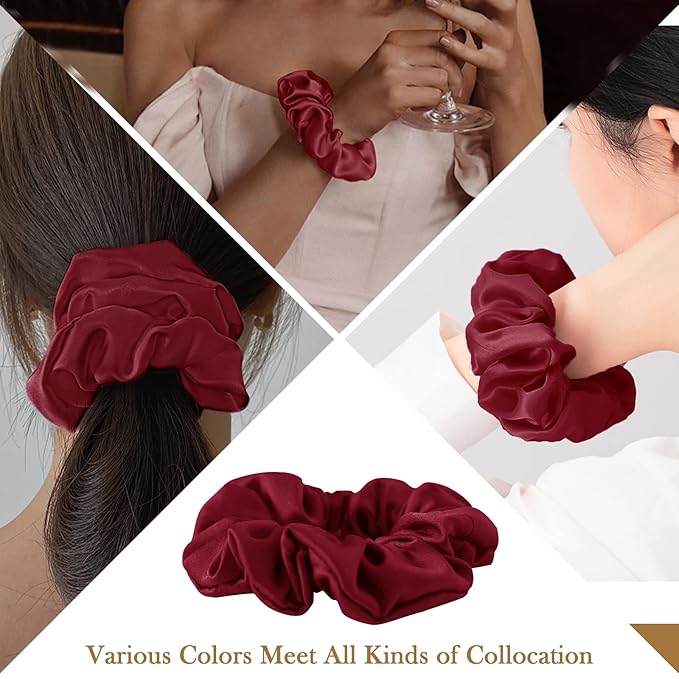 Mulberry Silk Hair Scrunchie, 100% Silk, No Damage for Frizz Prevention, Sleep and Night Scrunchie, Hair Accessories for Women (Wine Red)-1 Count