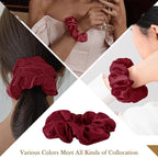 Mulberry Silk Hair Scrunchie, 100% Silk, No Damage for Frizz Prevention, Sleep and Night Scrunchie, Hair Accessories for Women (Wine Red)-1 Count
