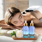 Dandat 50 Pack 4 oz Glass Dropper Bottles Leakproof 120 ml Glass Tincture Bottles with Eye Droppers, 4 Funnels, 54 Labels for Essential Oil Perfumes Hair Oil(Blue Gradient)
