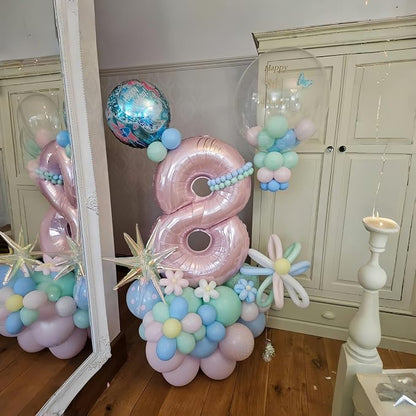Pastel Pink 8 Balloons, Self Inflating Digit 8 Balloons - Image 6