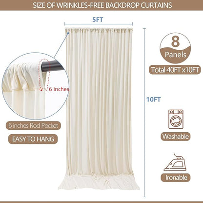 ESGOTBME 40x10ft Wrinkle Free Ivory Backdrop Curtain - Image 4
