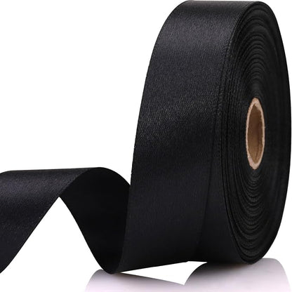 7/8 Inch 30 Yards Black Satin Craft Ribbon-Single Face Polyester Ribbon by Unknown