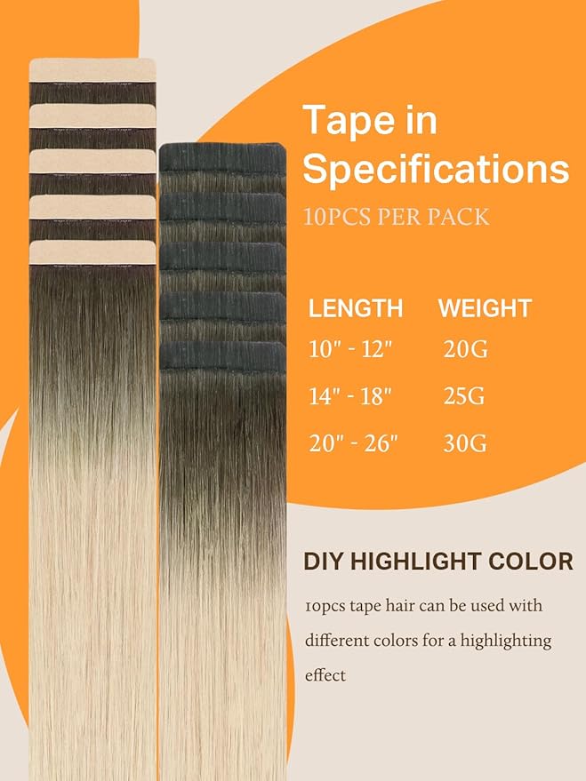 DOORES Tape in Hair Extensions Human Hair Balayage Light Ash Brown to Ash Blonde 16 Inch 10pcs 25g Remy Human Hair Extensions Tape in Natural Hair Extensions Straight