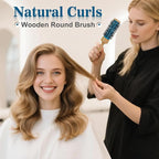 SUNBIRD Round Brush for Blow Drying - Wood Handle Professional Blowout Brush with Aluminium Ceramic Ionic Thermal Barrel for Smooth Hair, Volume & Heat Curly Styling (Outer Diameter2.1Inch)
