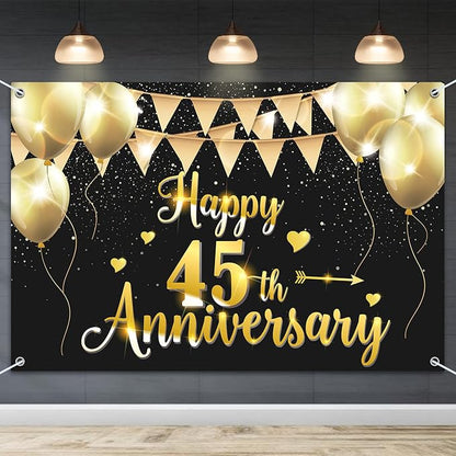HAMIGAR 6x4ft Happy 45th Anniversary Banner Backdrop by HAMIGAR