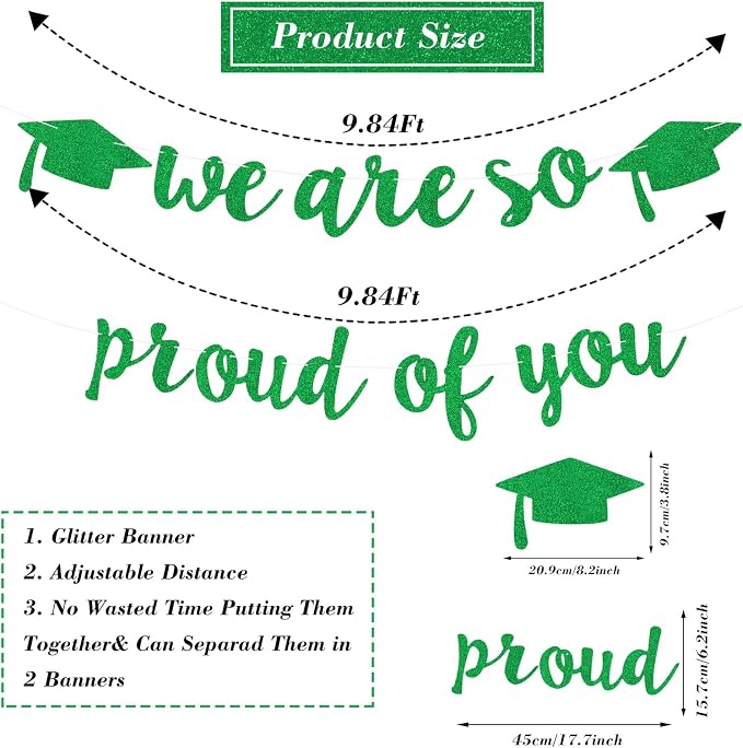 2026 Graduation Decorations Pre-Strung Blingbling We Are So Proud of You Banner - Image 7