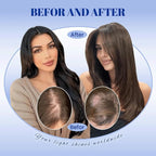 WORLDSTAR Toppers for Women Real Human Hair, Hair Topper with No Bangs, 360° 3D Cover,14Inch,6 * 7 Inch Base,65g,#2/6/18 Dark Brown to Chestnut Brown and Dirty Blonde, Clip in Topper (tp#2/6/18-14)