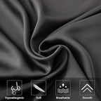 Mulberry Silk Pillowcase for Hair and Skin,Cooling Silk Pillow Case with Hidden Zipper,Allergen Proof Dual Sides Soft Breathable Smooth Silk Pillow Cover for Women (Black, Body)