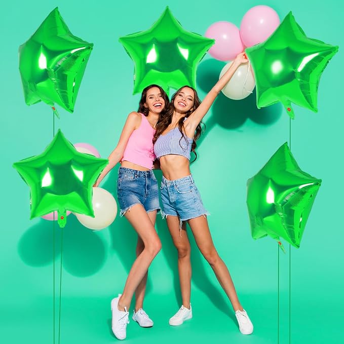 20 Pcs Star Balloons, 18 Inch Green Star Foil Balloons, Stars Shaped Balloon - Image 7