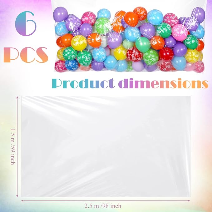 6 Pieces Balloon Transport Bags, 98.4 x 59.1 Inch Clear Giant Storage Bags - Image 2