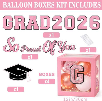 Pink Graduation Decorations 2026 Rose Gold Balloon Boxes - Image 2