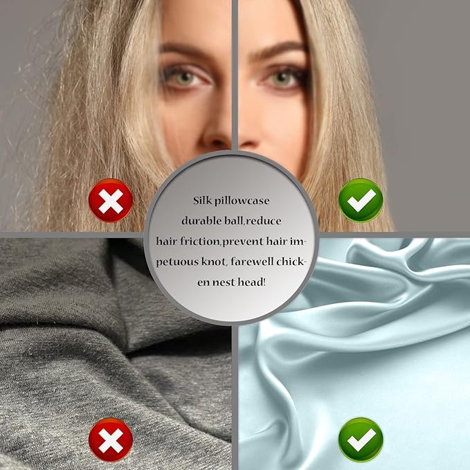 Silk Pillowcase for Hair and Skin,Soft,Breathable and Sliky 100% Silk Pillowcases King Set of 2,Both Sides Natural Mulberry Silk Pillow Cases with Hidden Zipper(King Size 20"X 36",2pcs)