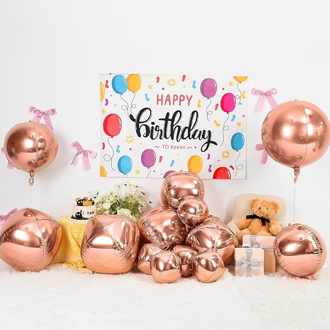 12Pcs Rose Gold Round Foil Balloons, Metallic Rose Foil Balloon - Image 4