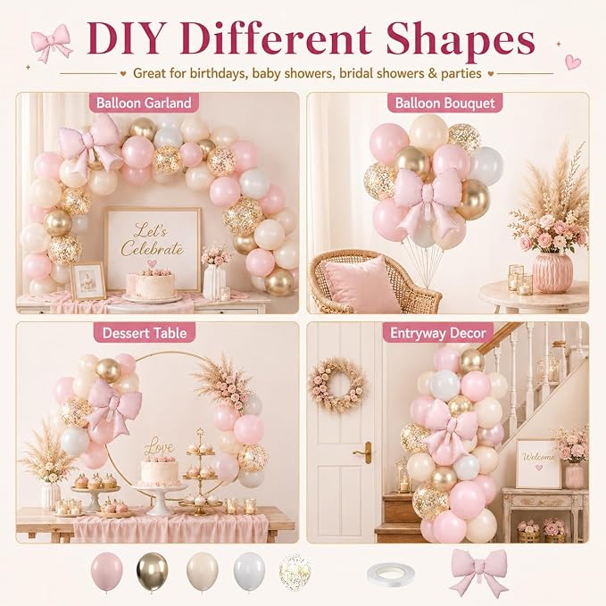 Pink Gold Balloons, 12 Inch Pastel Pink Metallic Gold Balloon - Image 6