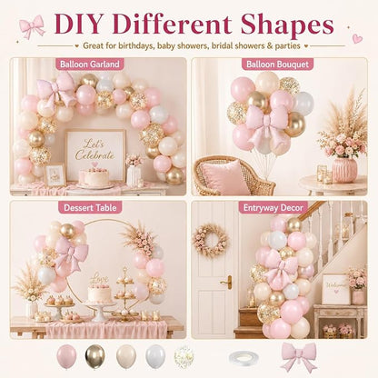 Pink Gold Balloons, 12 Inch Pastel Pink Metallic Gold Balloon - Image 6