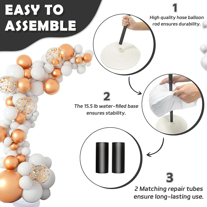 AerWo Balloon Arch Kit 9.35FT & 6FT, Free Bending Half Balloon Arch Stand - Image 4