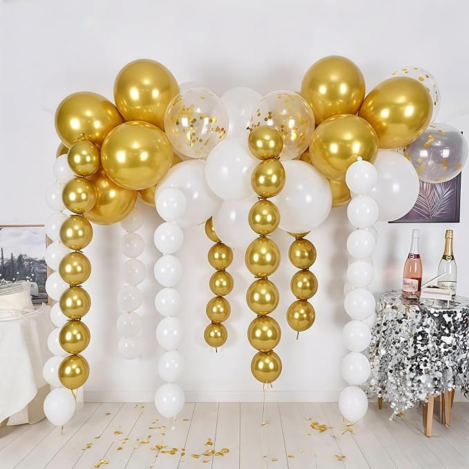 White and Gold Quick Link Balloons - Image 4