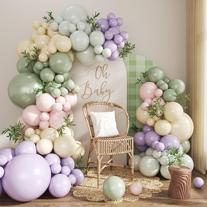 124 Pastel Balloon Arch Kit for Wildflower Baby Shower Birthday Decorations | by CROSSFINGERS