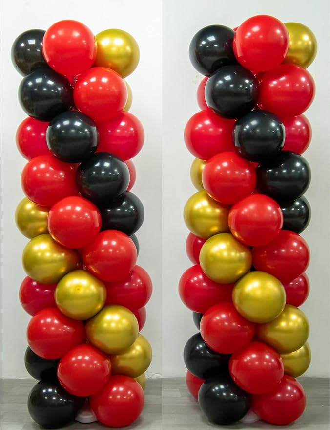 Red Black and Gold Balloons for Column Stand - Image 4