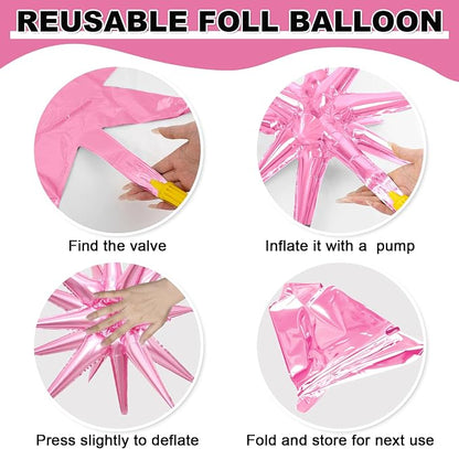 9Pcs Purple Pink Star Balloons, Large Explosion Foil Balloons, Metallic Mylar - Image 8