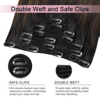 Pro2.0 Clip in Hair Extensions Real Human Hair 22inch 7pcs #1BT4 Natural Black Fading to Middle Brown Remy Real Hair Extensions Clip in Human Hair 120g（#1BT4-22inch）