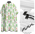 Women Desert Green Cactus Flower Professional Salon Cutting Barber Hairdressing Cape, Lightweight Hairdressing Haircut Apron for Hair Cutting Styling, Haircut Tools