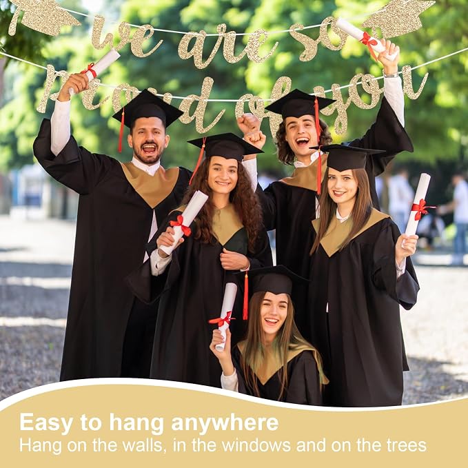 2026 Graduation Decorations Pre-Strung Blingbling We Are So Proud of You Banner - Image 3