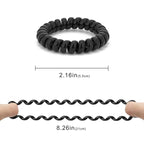 Spiral Plastic Hair Ties (Black, 12 Pcs) - Coil Ponytail Holders for Thick Hair, No Crease Phone Cord Ties for All Hair Types