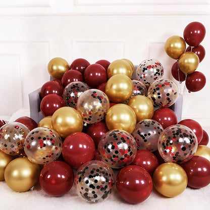 Patimate Burgundy Black Gold Balloons Set 50Pcs 12 Inch Latex Party Balloon | - Image 6