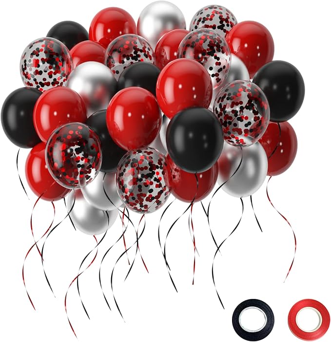 balloons- 50 red and black balloons, 12inch by Renjiro