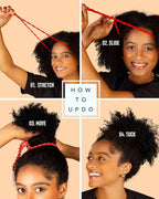 Bunzee Bands Large Adjustable Hair Ties for Thick, Thin, Curly, & Natural Types | Soft No Damage Ponytail Holders for Braids, Locs, Puffs, Buns | Elastic Hairband Accessories for Women | Black