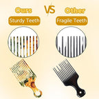 2 Pcs Afro Pick Comb for Natural Curly Hair,Portable Styling Hair Pick for Travel,Anti-Static,Cute Afro Comb for Women Men and Girls(Yellow-T12)