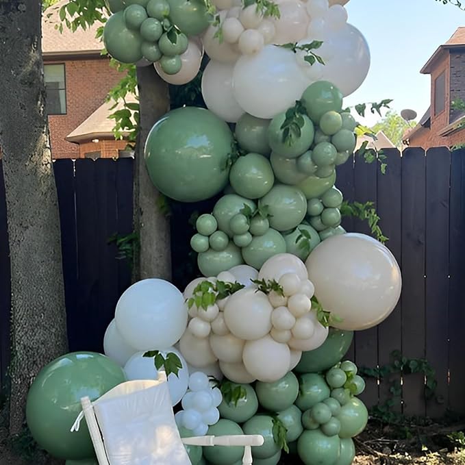 Voircoloria 110pcs Sage Green Olive Green Latex Party Balloons, 12inch | - Image 7